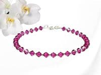 Fuchsia Pink Crystals & Sterling Silver Tennis Style Bracelet | Handmade Crystal Bracelets | Silver Sensations