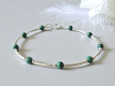 Genuine Natural Green Malachite Dainty Bracelet