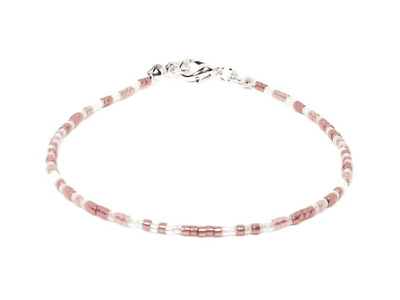 Glossy Pink & White Seed Bead Minimalist Anklet