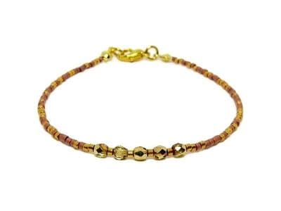 Gold & Copper Dainty Seed Bead Ombre Bracelet