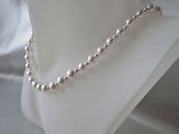 Graduated White Pearls & Sterling Silver Bridal Necklace | Silver Sensations