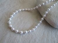 Graduated White Pearls & Sterling Silver Bridal Necklace | Silver Sensations