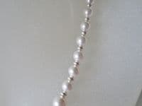 Graduated White Pearls & Sterling Silver Bridal Necklace | Silver Sensations