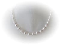Graduated White Pearls & Sterling Silver Bridal Necklace | Silver Sensations