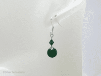 Green Onyx, Austrian Crystals & Sterling Silver Short Drop Earrings | Silver Sensations