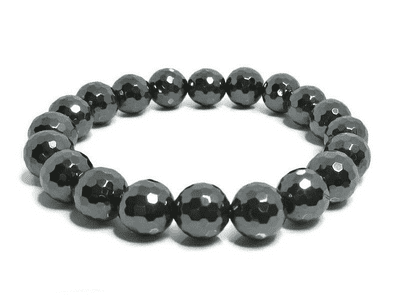 Grey Black Hematite Small Faceted Round Beads Fashion Bracelet