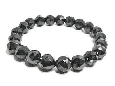 Grey Black Triangular Cut Hematite Beaded Chunky Bracelet