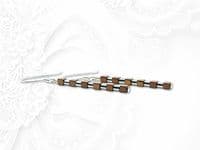Hematite Bronze Cubes & Silver Tubes Sterling Silver Slimline Earrings | Silver Sensations