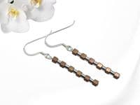 Hematite Bronze Cubes & Silver Tubes Sterling Silver Slimline Earrings | Silver Sensations