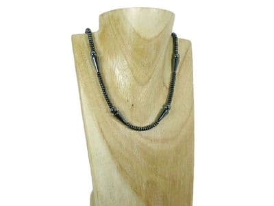 Hematite Cones & Discs Sterling Silver Designer Necklace