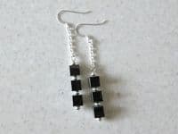Hematite Cube Beads & Sterling Silver Chain Earrings | Silver Sensations