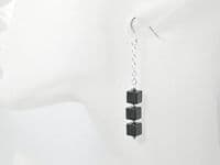 Hematite Cube Beads & Sterling Silver Chain Earrings | Silver Sensations