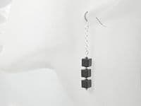 Hematite Cube Beads & Sterling Silver Chain Earrings | Silver Sensations