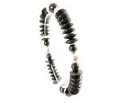 Hematite Disc Beads & White Austrian Made Pearls Bracelet | Silver Sensations