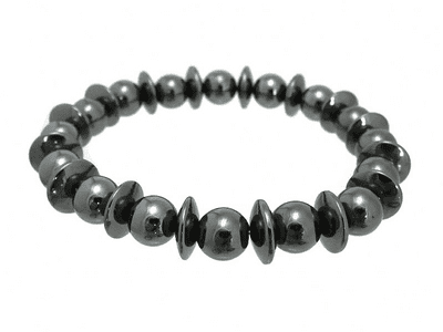 Hematite Disc & Round Beads Medium Chunky Bracelet