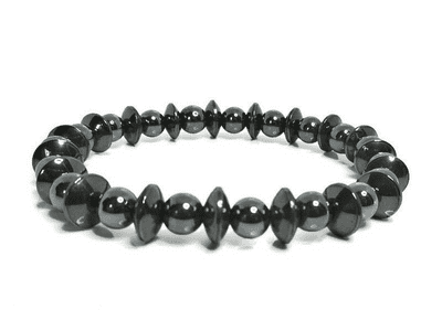 Hematite Discs & Round Beads Stretch Fashion Bracelet