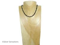 Handmade Slim Hematite Tube & Swarovski Crystal Necklace – Sterling Silver, 17.75