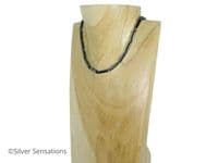 Handmade Slim Hematite Tube & Swarovski Crystal Necklace – Sterling Silver, 17.75