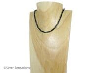 Handmade Slim Hematite Tube & Swarovski Crystal Necklace – Sterling Silver, 17.75