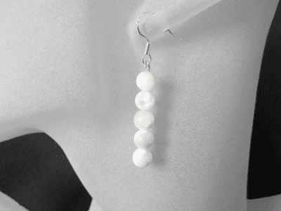Ivory Cream Mother Of Pearl Stack Sterling Silver Earrings