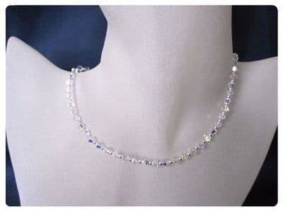 Jasmine - Swarovski Rainbow AB Crystals & Sterling Silver Beads Bridal Necklace