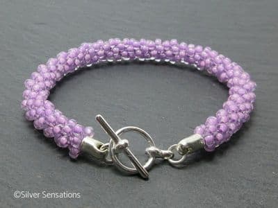 Lavender Purple Kumihimo Seed Bead Fashion Bracelet