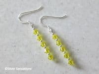 Lemon Yellow Earrings With Sterling Silver & Swarovski Crystals | Silver Sensations