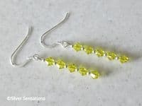 Lemon Yellow Earrings With Sterling Silver & Swarovski Crystals | Silver Sensations