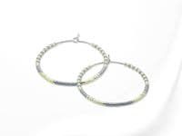 Lemon Yellow, Pastel Grey & Silver Seed Beads Boho Hoop Earrings | Miyuki Delica Handmade Earrings | Silver Sensations