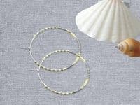 Lemon Yellow, Pastel Grey & Silver Seed Beads Boho Hoop Earrings | Miyuki Delica Handmade Earrings | Silver Sensations