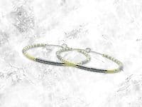 Lemon Yellow, Pastel Grey & Silver Seed Beads Boho Hoop Earrings | Miyuki Delica Handmade Earrings | Silver Sensations