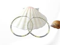 Lemon Yellow, Pastel Grey & Silver Seed Beads Boho Hoop Earrings | Miyuki Delica Handmade Earrings | Silver Sensations