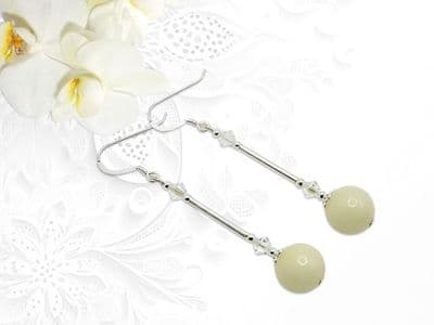 Lemon Yellow Quartzite Earrings With Sterling Silver & Sparkly Crystals