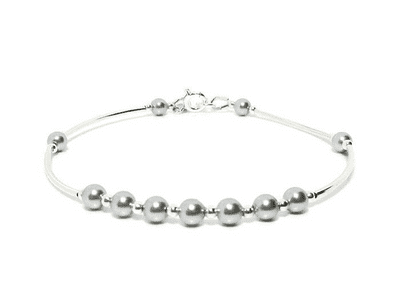 Light Grey Pearls & Sterling Silver Wedding Bracelet
