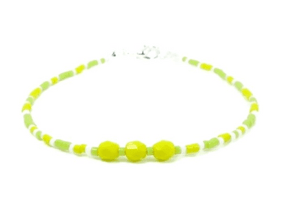 Lime Green & Bright Yellow Seed Bead Holiday Anklet