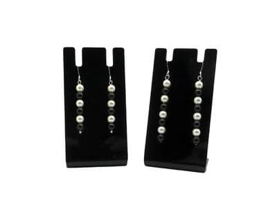 Long Black & White Pearls Sterling Silver Earrings - 45mm or 59mm Drop