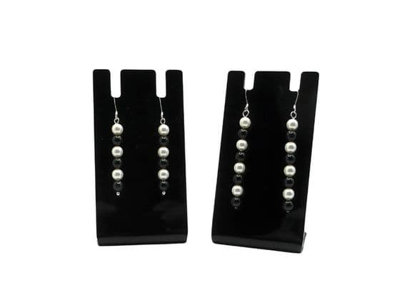 Long Black & White Pearls Sterling Silver Earrings - 45mm or 59mm Drop | Handmade With Pearls From Austria | Silver Sensations
