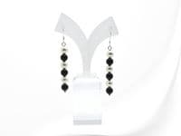 Long Black & White Pearls Sterling Silver Earrings - 45mm or 59mm Drop | Handmade With Pearls From Austria | Silver Sensations
