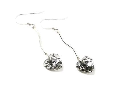 Long Clear & Black Premium Crystal Heart Dangly Earrings
