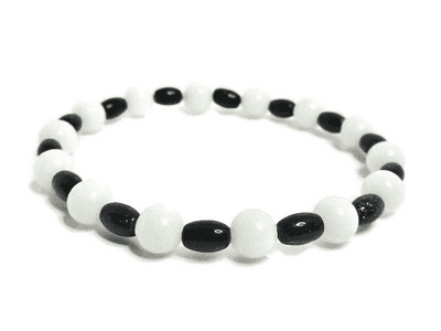 Midnight Blue Goldstone & Snow White Agate Beaded Bracelet