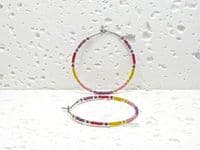 Minimalist Hoop Earrings - Purple, Red, Yellow, Pink & Silver Seed Beads | Miyuki Delica Handmade Earrings | Silver Sensations