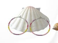 Minimalist Hoop Earrings - Purple, Red, Yellow, Pink & Silver Seed Beads | Miyuki Delica Handmade Earrings | Silver Sensations