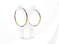 Minimalist Hoop Earrings - Purple, Red, Yellow, Pink & Silver Seed Beads | Miyuki Delica Handmade Earrings | Silver Sensations