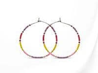 Minimalist Hoop Earrings - Purple, Red, Yellow, Pink & Silver Seed Beads | Miyuki Delica Handmade Earrings | Silver Sensations