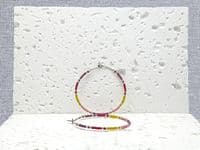Minimalist Hoop Earrings - Purple, Red, Yellow, Pink & Silver Seed Beads | Miyuki Delica Handmade Earrings | Silver Sensations