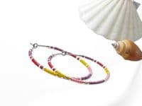 Minimalist Hoop Earrings - Purple, Red, Yellow, Pink & Silver Seed Beads | Miyuki Delica Handmade Earrings | Silver Sensations