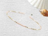Peach & Light Gold Minimalist Seed Bead Anklet | Miyuki Delica Seed Beads | Silver Sensations