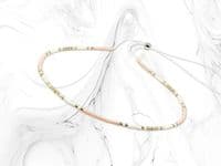 Peach & Light Gold Minimalist Seed Bead Anklet | Miyuki Delica Seed Beads | Silver Sensations