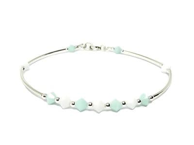 Mint Green & White Crystals Elegant Bangle Bracelet