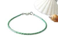 Modern Green Seed Beads Minimalist Boho Bracelet | Silver Sensations